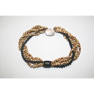 Vintage Tiger Coral and Black Coral Beaded Necklace